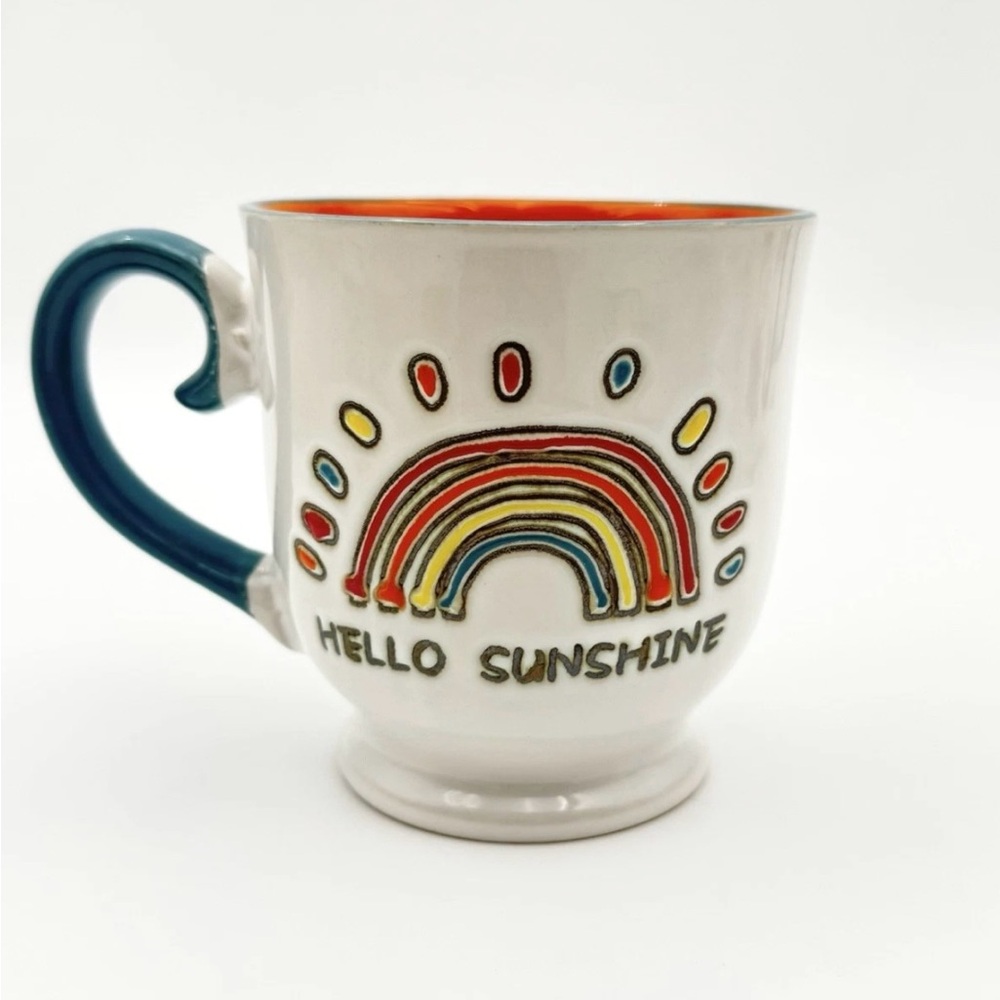 HELLO SUNSHINE 17 Oz Coffee Tea Mug Cup Spring Colorful Rainbow